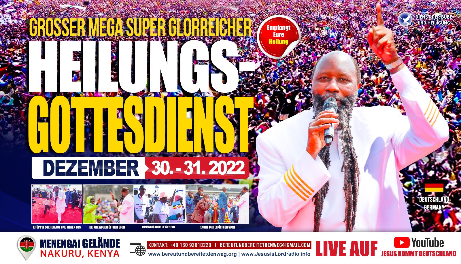 Pressemeldung - Großer Mega Heilungsgottesdienst am 30. und 31. Dezember 2022